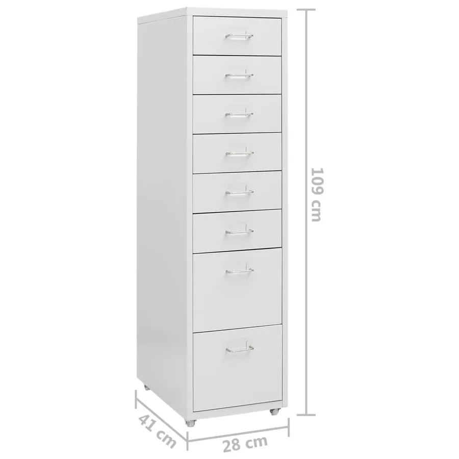 Classeur mobile Gris 28x41x109 cm Métal - 9