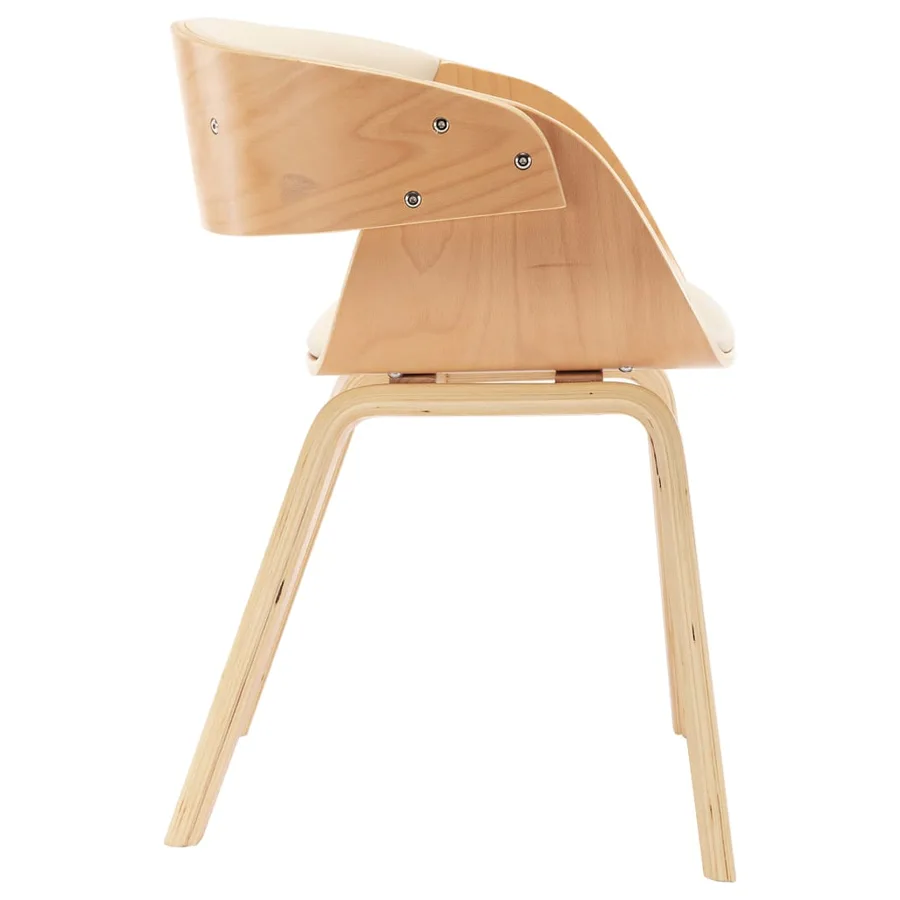 Chaises à manger lot de 6 crème bois courbé et similicuir - 4