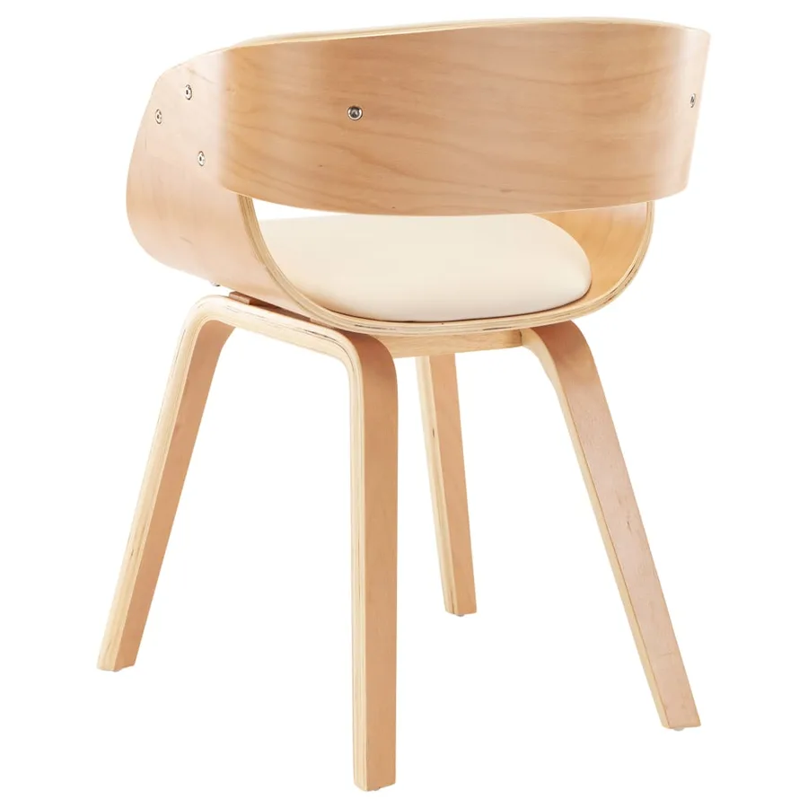 Chaises à manger lot de 6 crème bois courbé et similicuir - 5