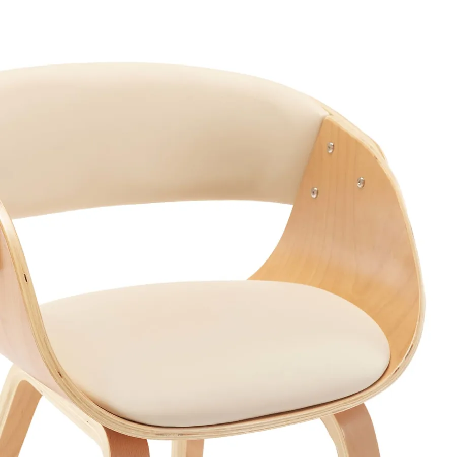 Chaises à manger lot de 6 crème bois courbé et similicuir - 6