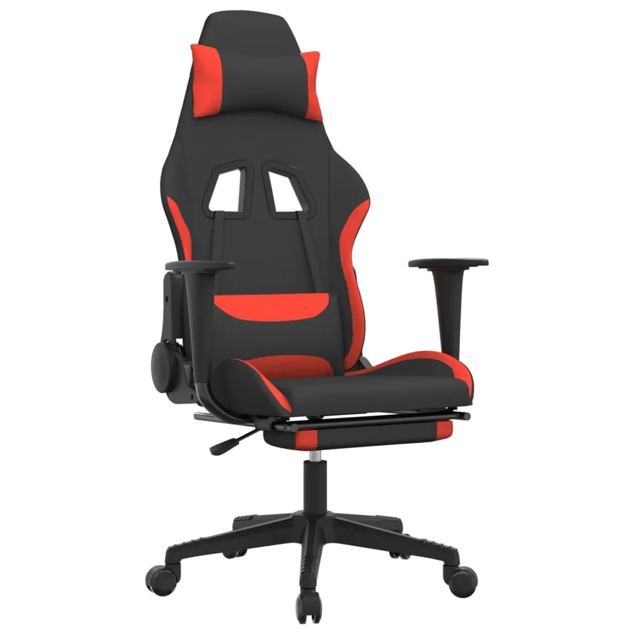 Chaise de jeu avec repose-pied Noir et rouge Tissu - 2