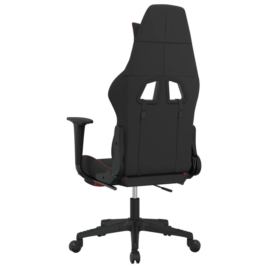 Chaise de jeu avec repose-pied Noir et rouge Tissu - 5