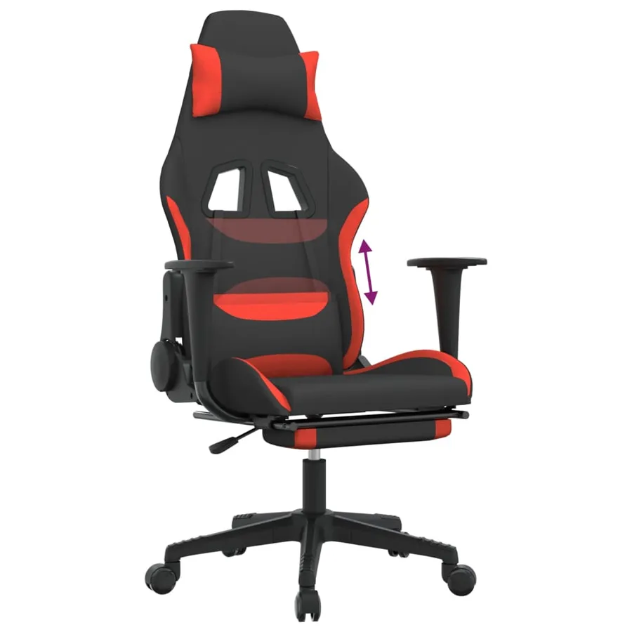 Chaise de jeu avec repose-pied Noir et rouge Tissu - 8