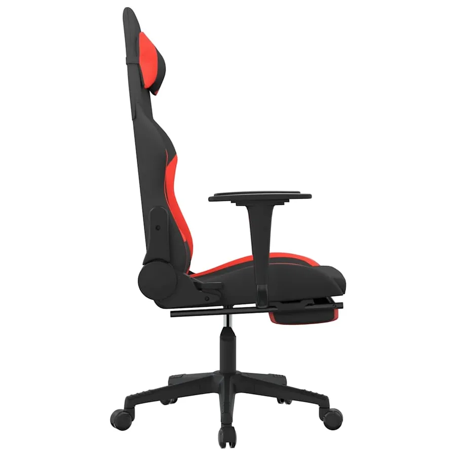 Chaise de jeu de massage avec repose-pied Noir et rouge Tissu - 4
