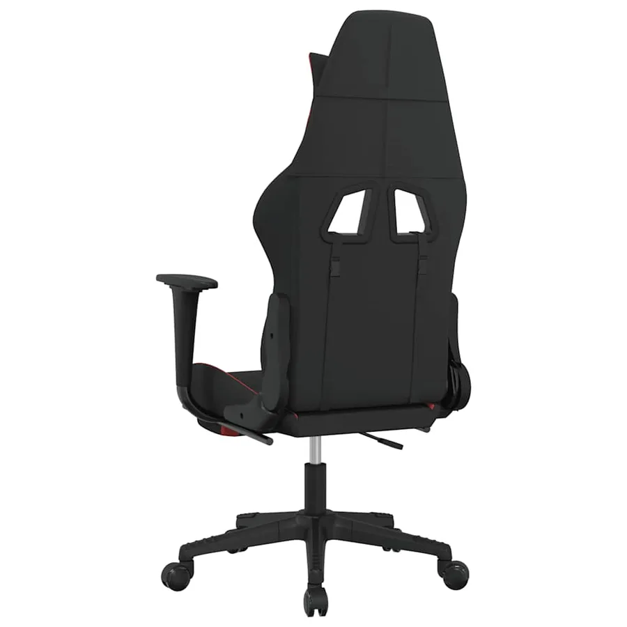 Chaise de jeu de massage avec repose-pied Noir et rouge Tissu - 5