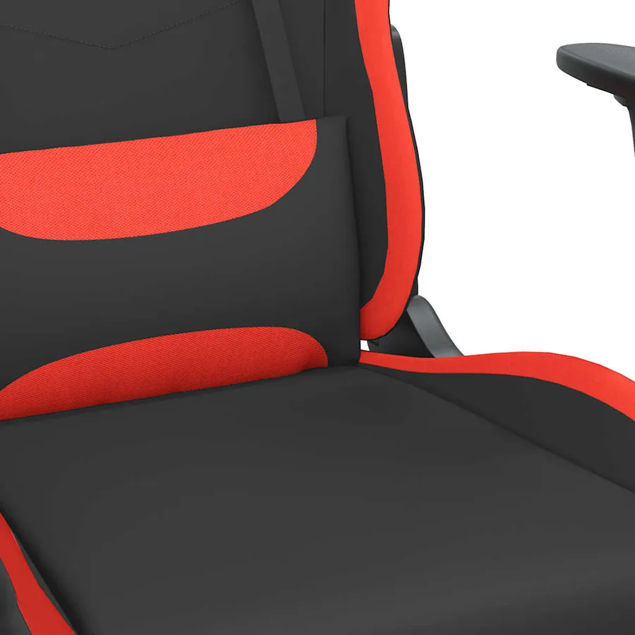 Chaise de jeu de massage avec repose-pied Noir et rouge Tissu - 7