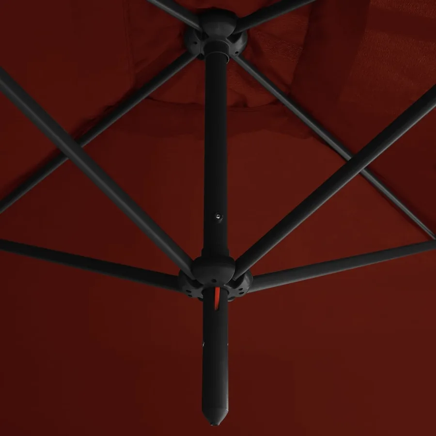 Parasol de jardin double et mât en acier terre cuite 600x300 cm - 5