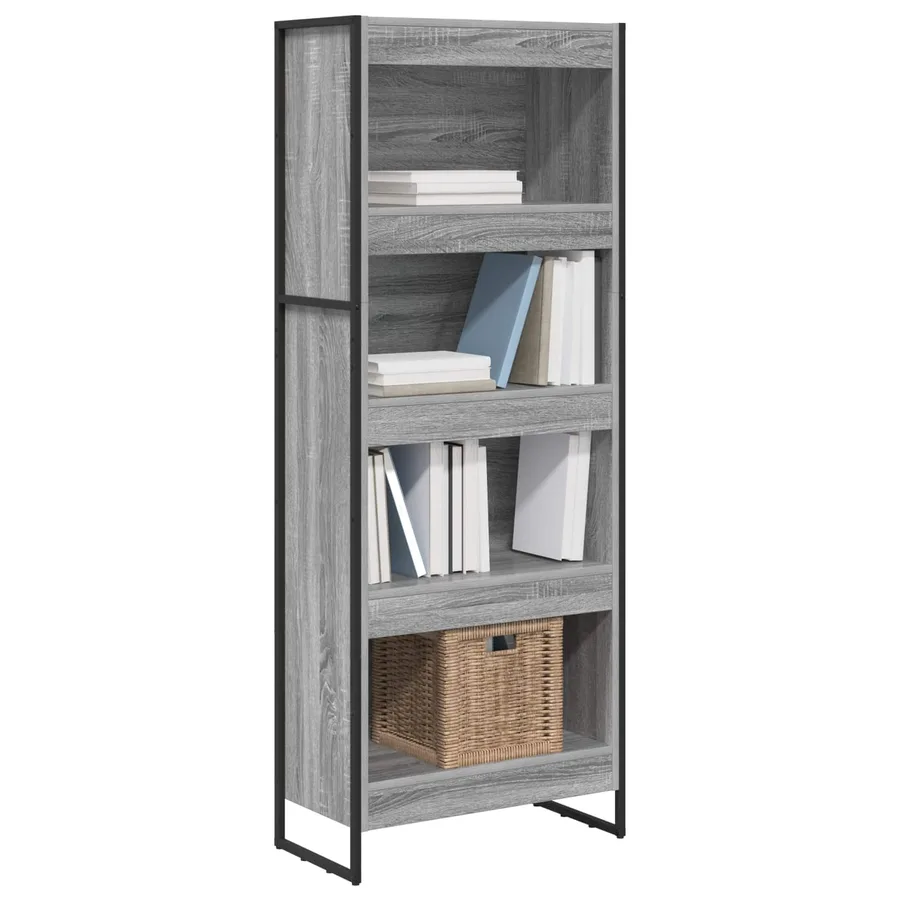 Bibliothèque Gris Sonoma 60 x 30 x 155 cm Bois d'ingénierie - 3