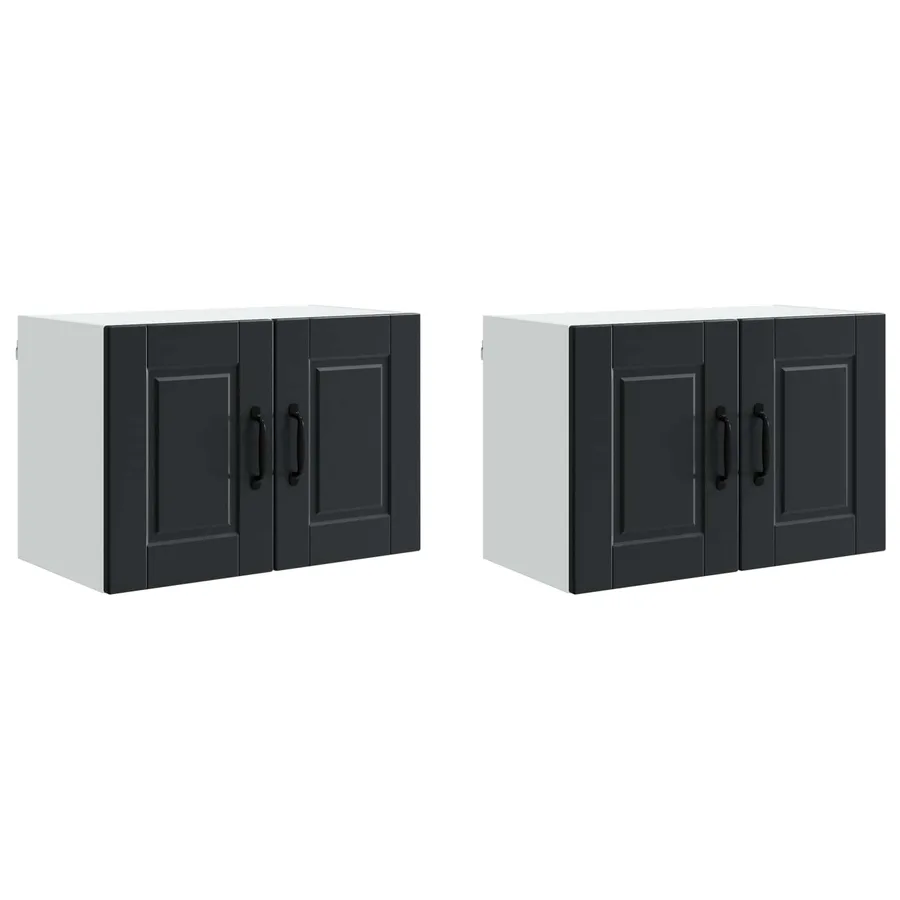 Meuble mural PORTO 2 pcs Noir 60 x 31 x 40 cm Bois d'ingénierie - 2