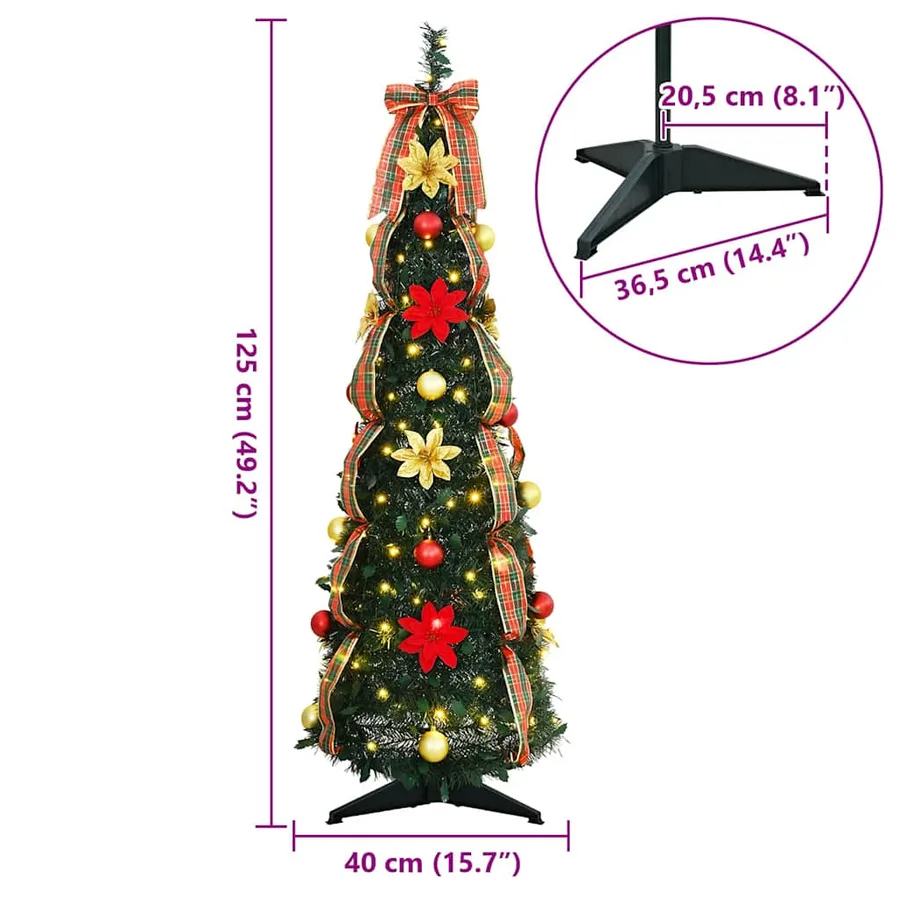 Sapin de Noël artificiel avec 50 LED Vert 125 cm PVC - 8