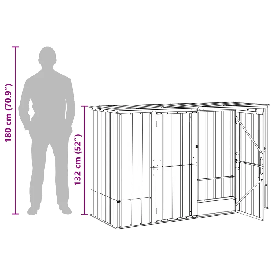 Boîte de Rangement de Jardin Marron 214 x 82 x 132 cm Acier - 16