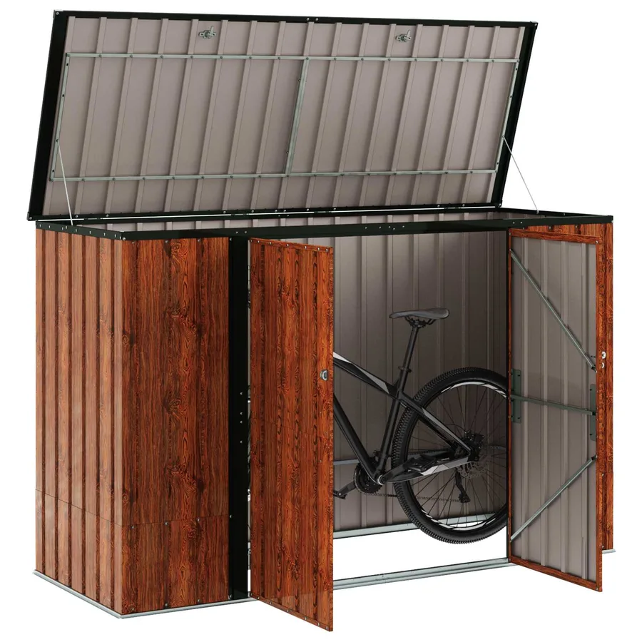 Boîte de Rangement de Jardin Marron 214 x 82 x 132 cm Acier - 3
