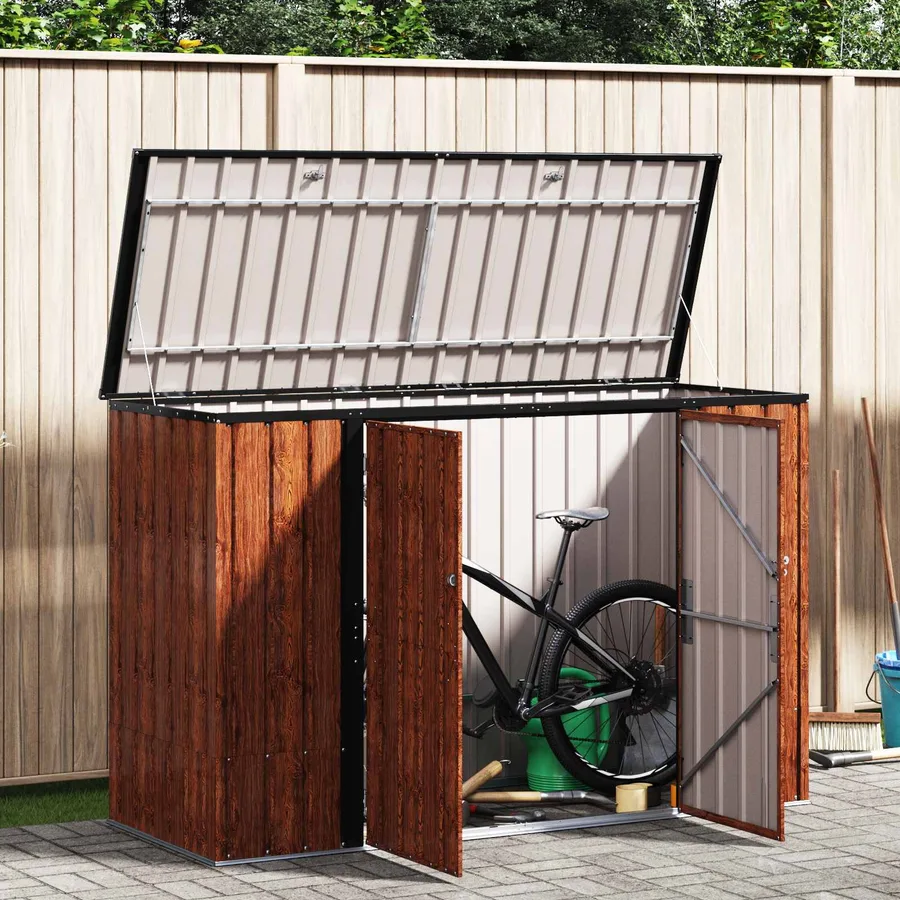 Boîte de Rangement de Jardin Marron 214 x 82 x 132 cm Acier - 4