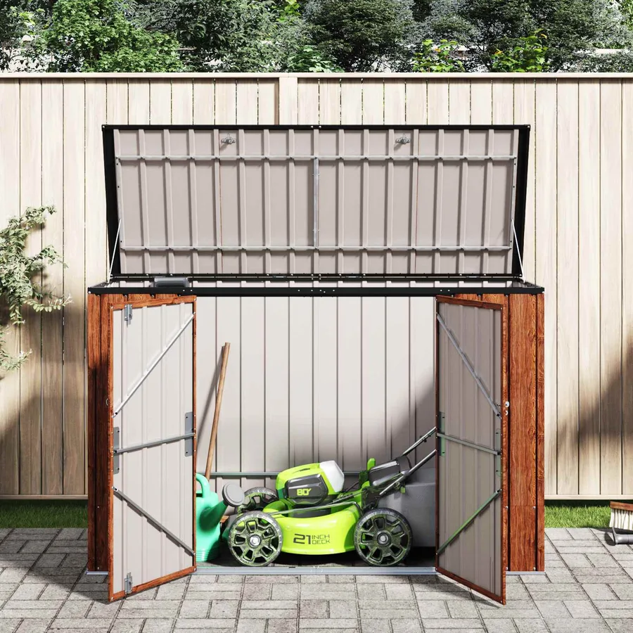 Boîte de Rangement de Jardin Marron 214 x 82 x 132 cm Acier - 5