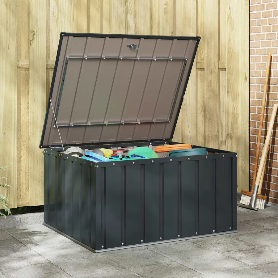 Boîte de Rangement de Jardin Noir 101 x 82 x 50 cm Acier - 4