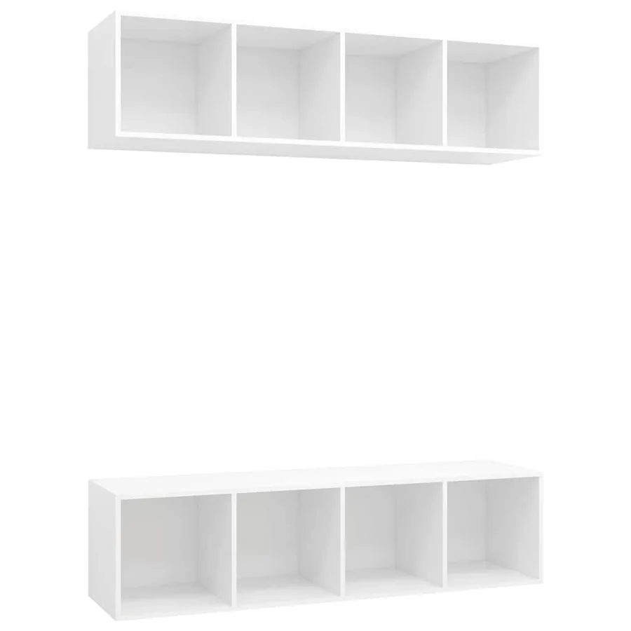 Meubles TV muraux 2 pcs Blanc Bois d'ingénierie - 2