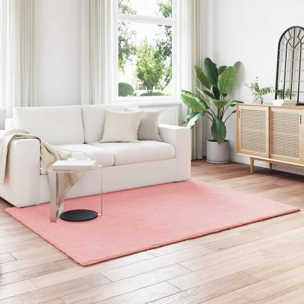 Tapis antidérapant en fausse de lapin OLITE Rose 140 x 200 cm