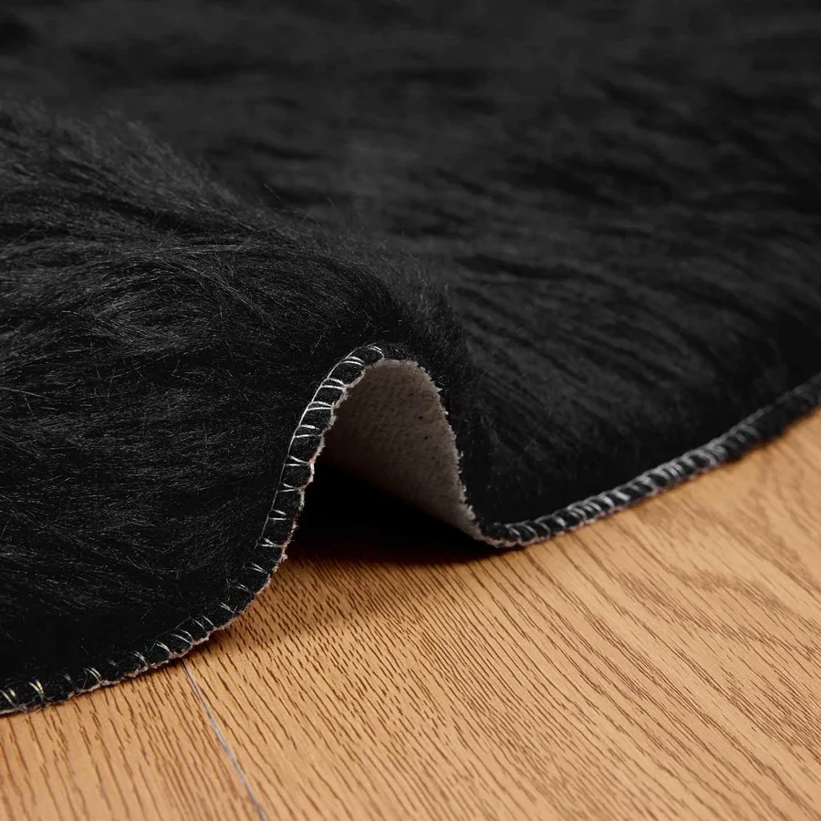 Tapis en fausse TAFALLA Noir Ø 100 cm Polyester - 6