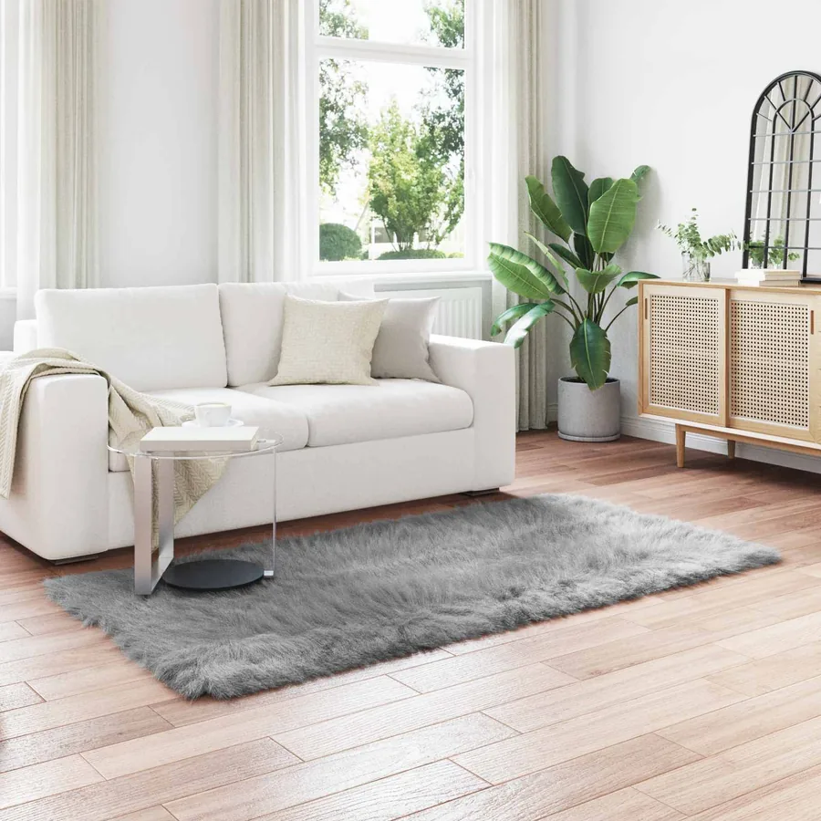 Tapis en fausse TAFALLA Gris 80 x 200 cm Polyester