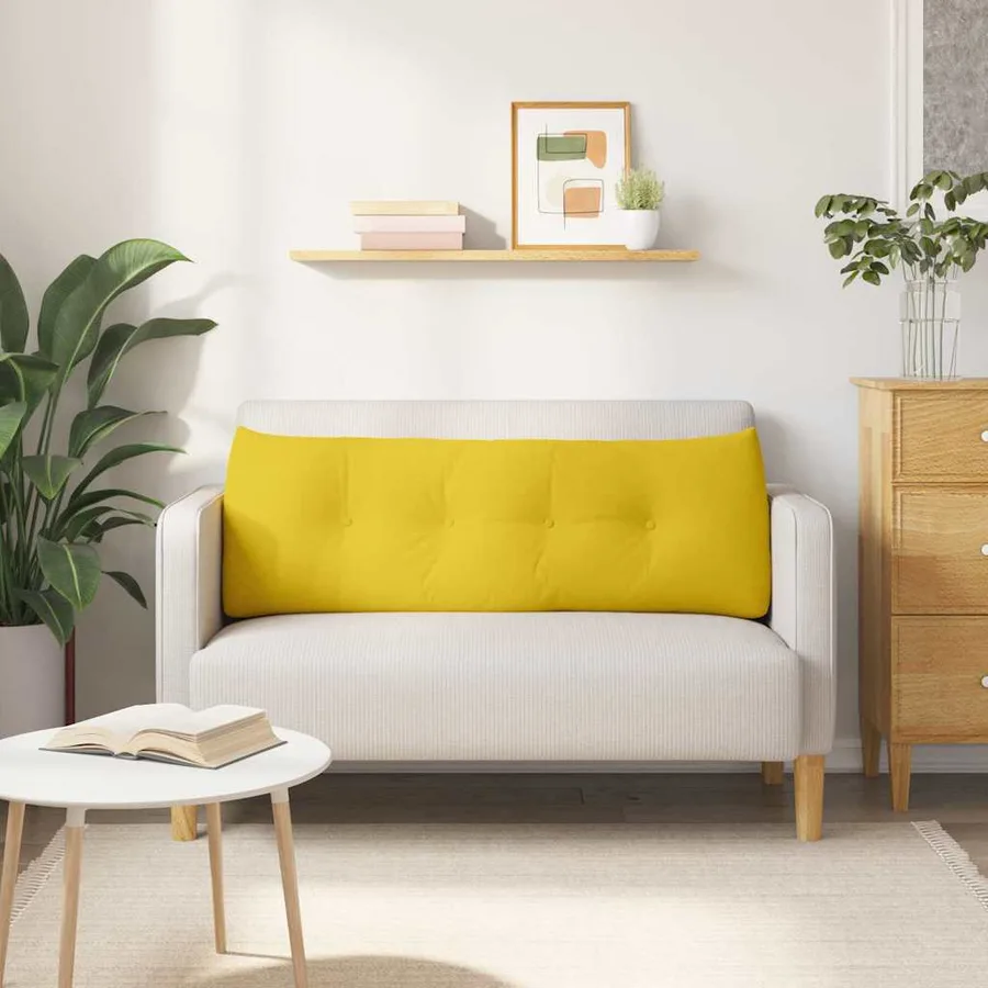 Coussin de Dos Jaune clair 140 x 24 x 50 cm tissu - 4
