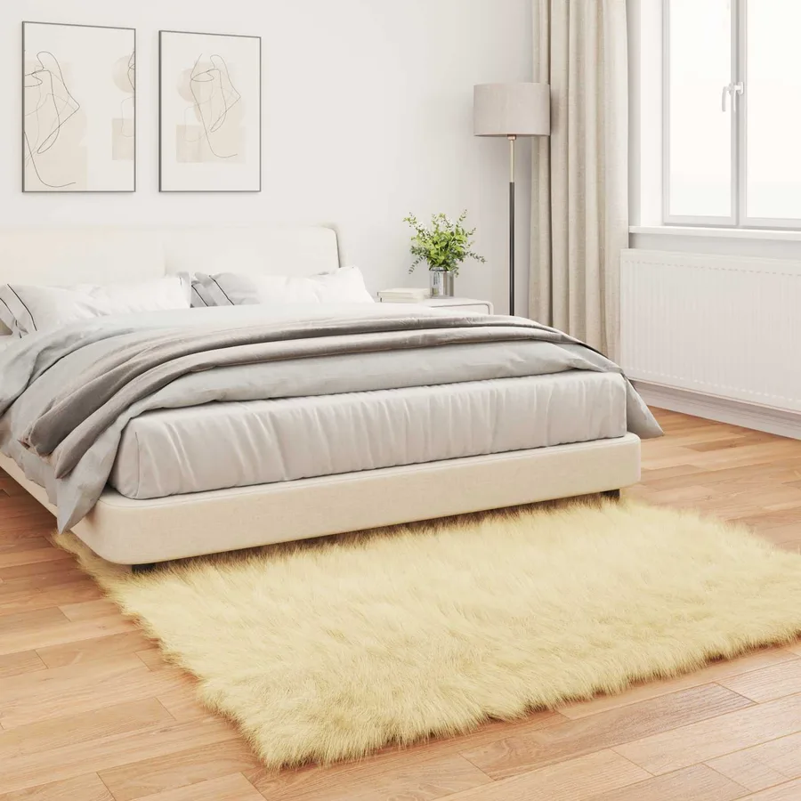 Tapis en fausse TAFALLA Crème 120 x 120 cm Polyester - 4