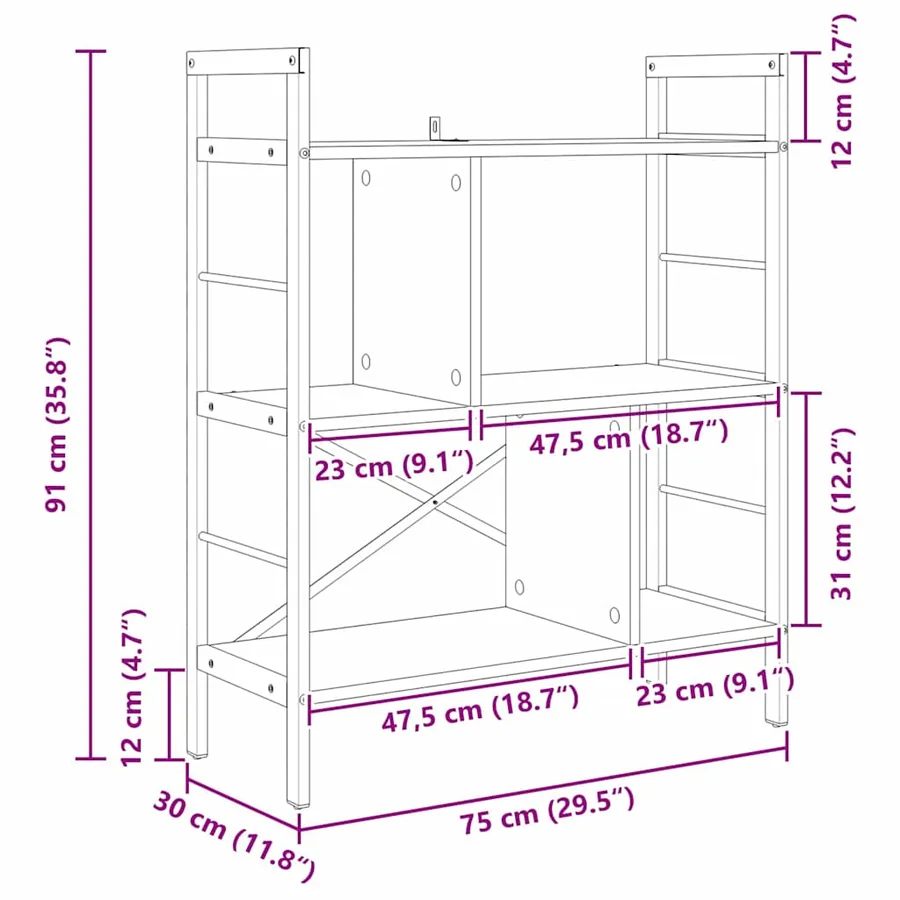 Étagère Gris Sonoma 75 x 30 x 91 cm Bois d'ingénierie - 12