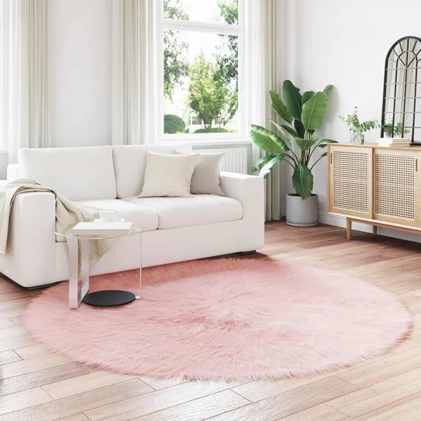 Tapis en fausse TAFALLA Rose Ø 200 cm Polyester