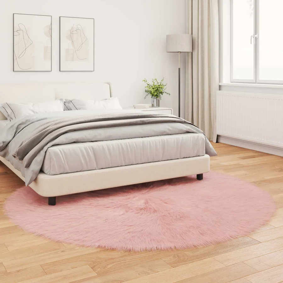 Tapis en fausse TAFALLA Rose Ø 200 cm Polyester - 4