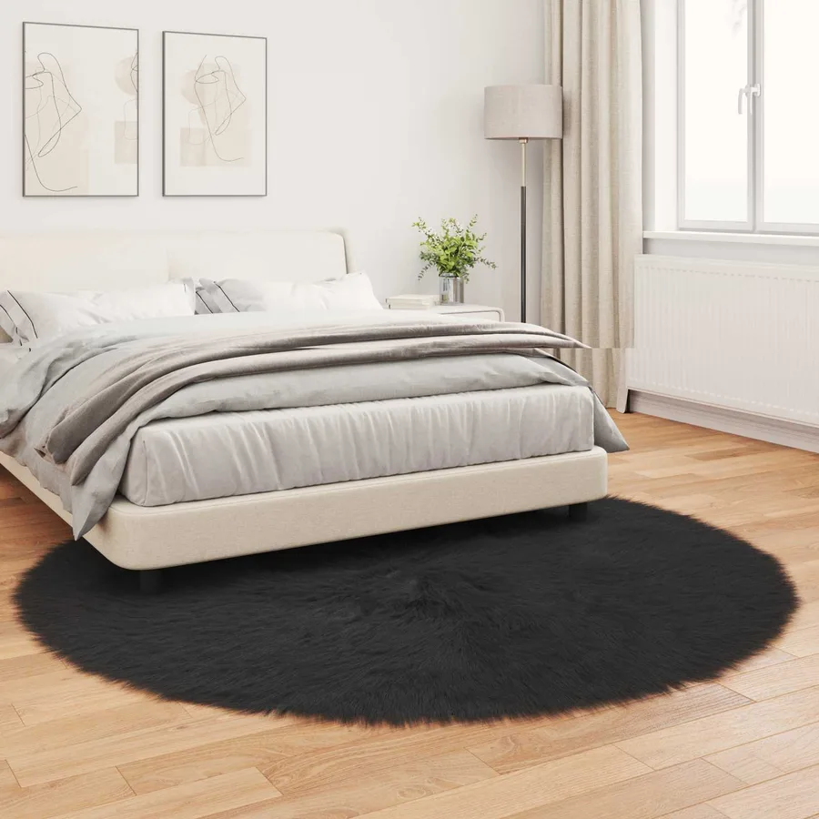 Tapis en fausse TAFALLA Noir Ø 160 cm Polyester - 4