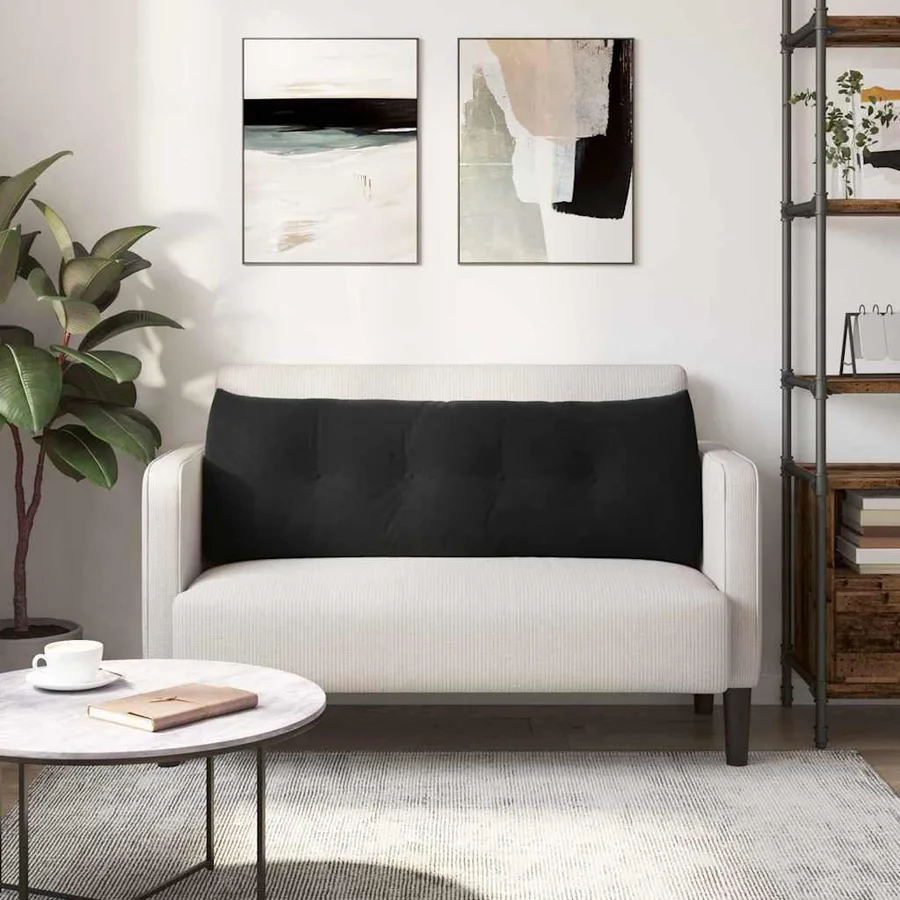 Coussin de Dos Noir 140 x 24 x 50 cm Velours - 4