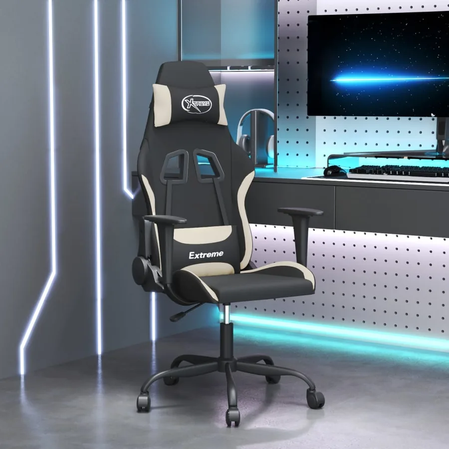 Chaise de jeu Noir et crème Tissu