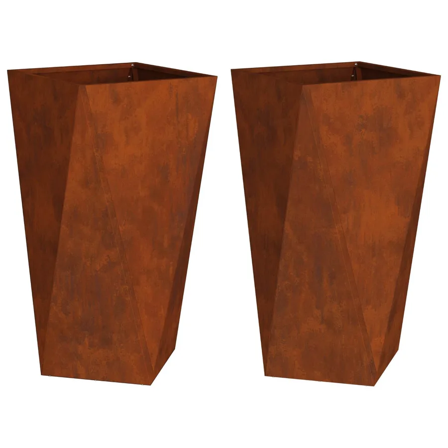 Jardinière 2 pc Rouillé 40 x 40 x 75 cm Acier patiné - 2