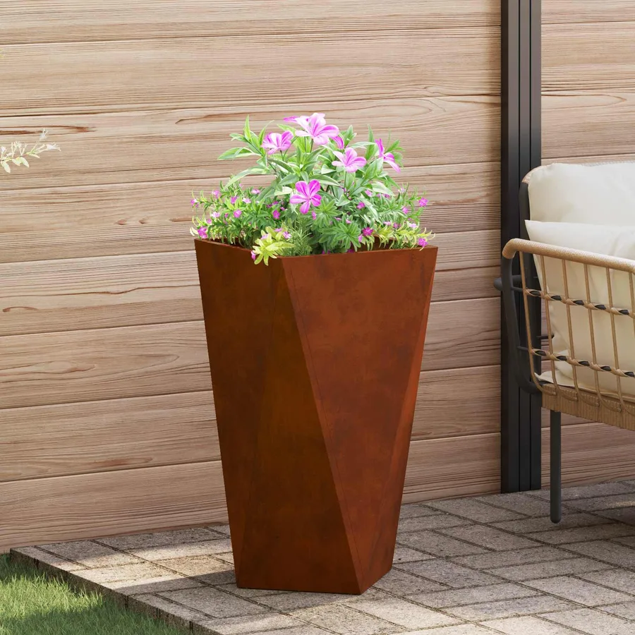Jardinière 2 pc Rouillé 40 x 40 x 75 cm Acier patiné - 4
