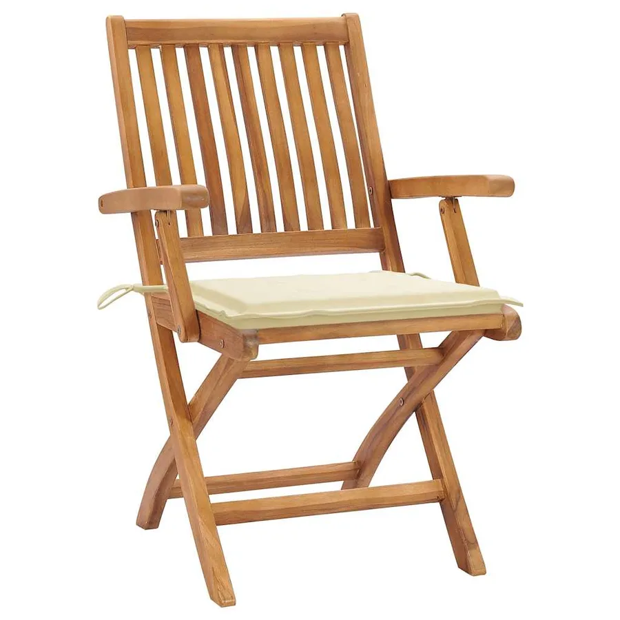 Chaises pliables de jardin avec coussins lot de 8 Teck solide - 2