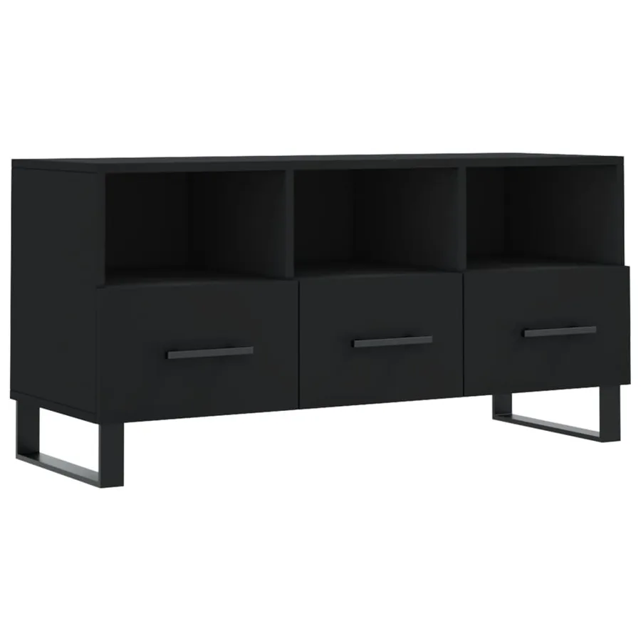 Meuble TV noir 102x36x50 cm bois d'ingénierie - 2