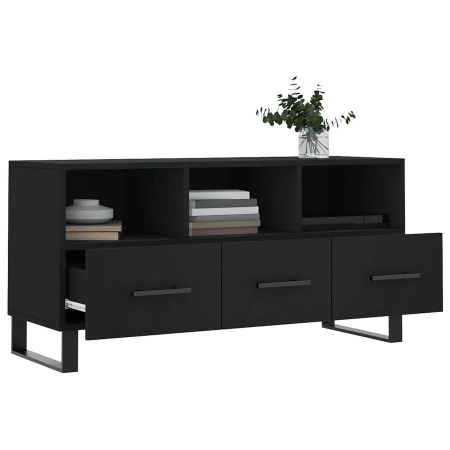 Meuble TV noir 102x36x50 cm bois d'ingénierie - 4
