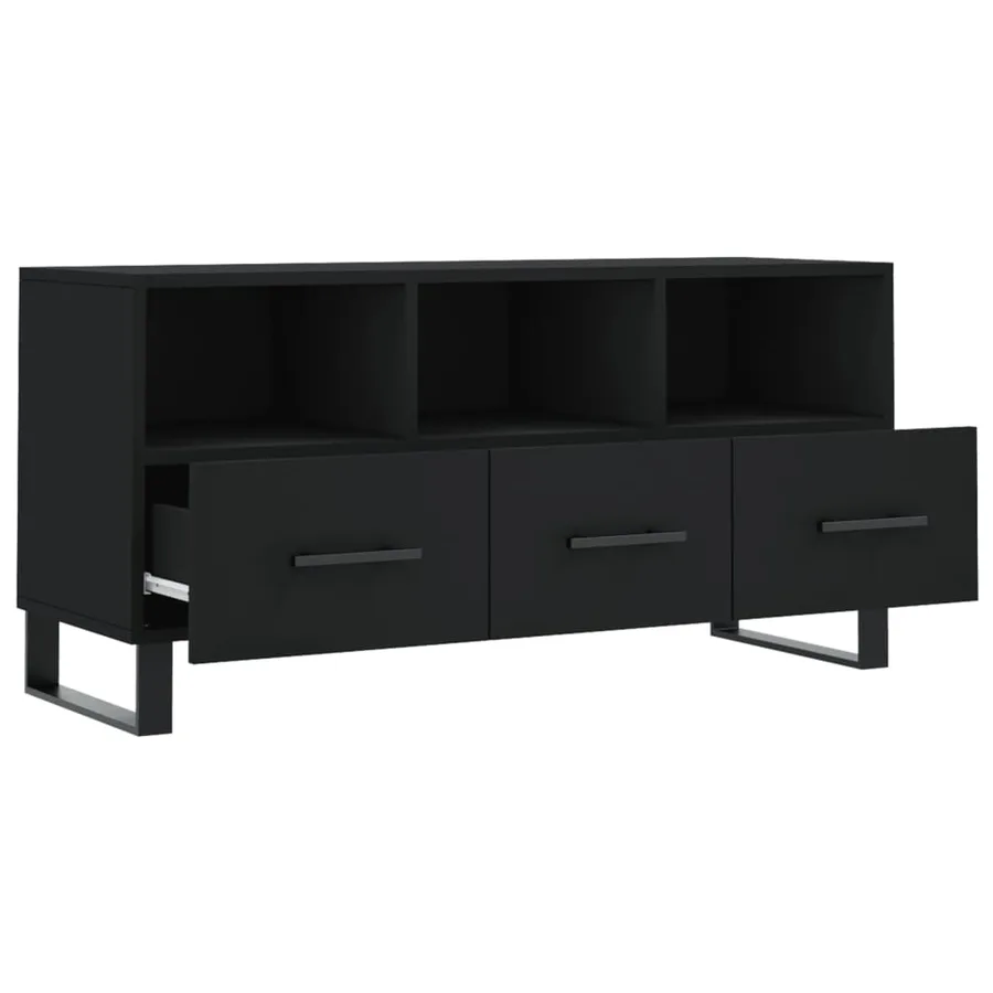 Meuble TV noir 102x36x50 cm bois d'ingénierie - 6