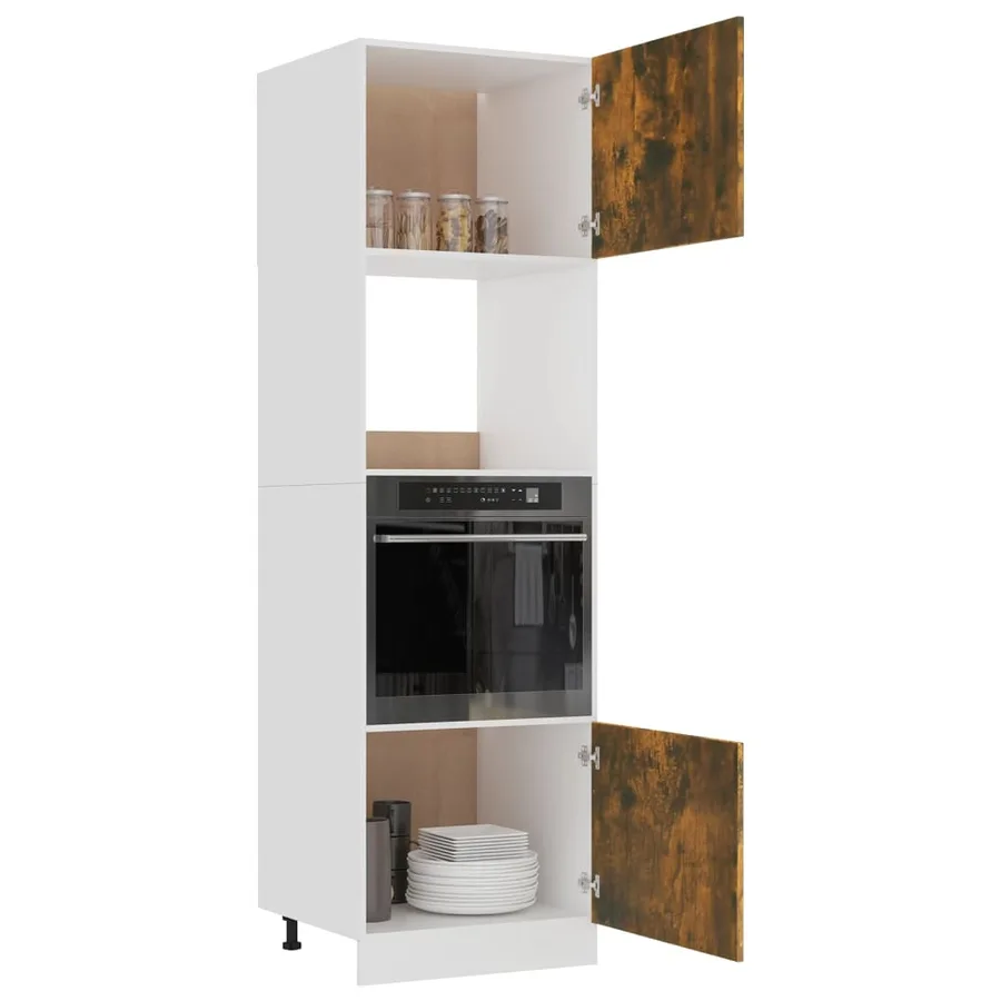 Meuble micro-ondes "Lyon" Chêne fumé 60 x 57 x 207 cm Bois d'ingénierie - 4