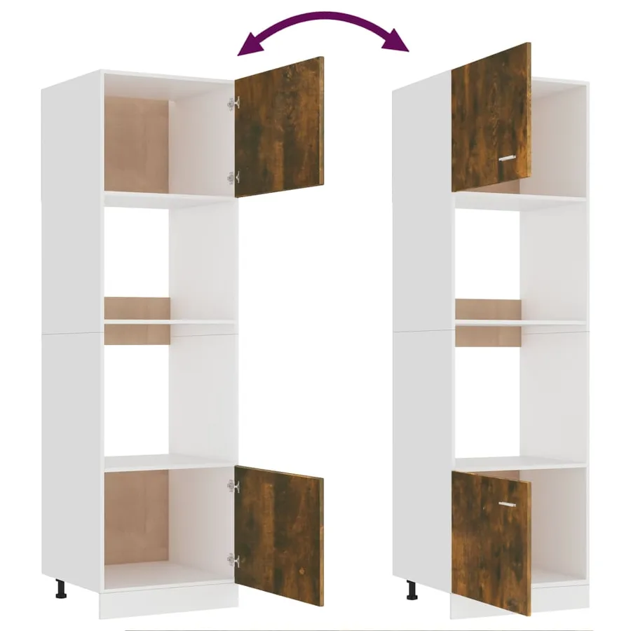 Meuble micro-ondes "Lyon" Chêne fumé 60 x 57 x 207 cm Bois d'ingénierie - 7