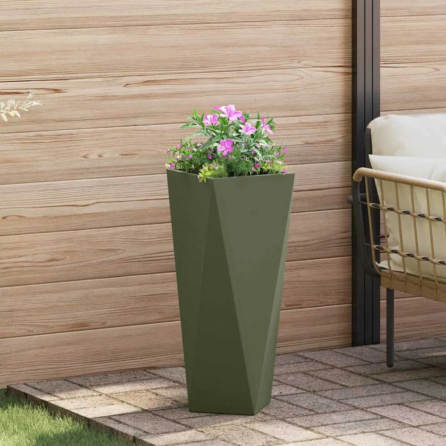 Jardinière Vert olive 30 x 30 x 75 cm Acier