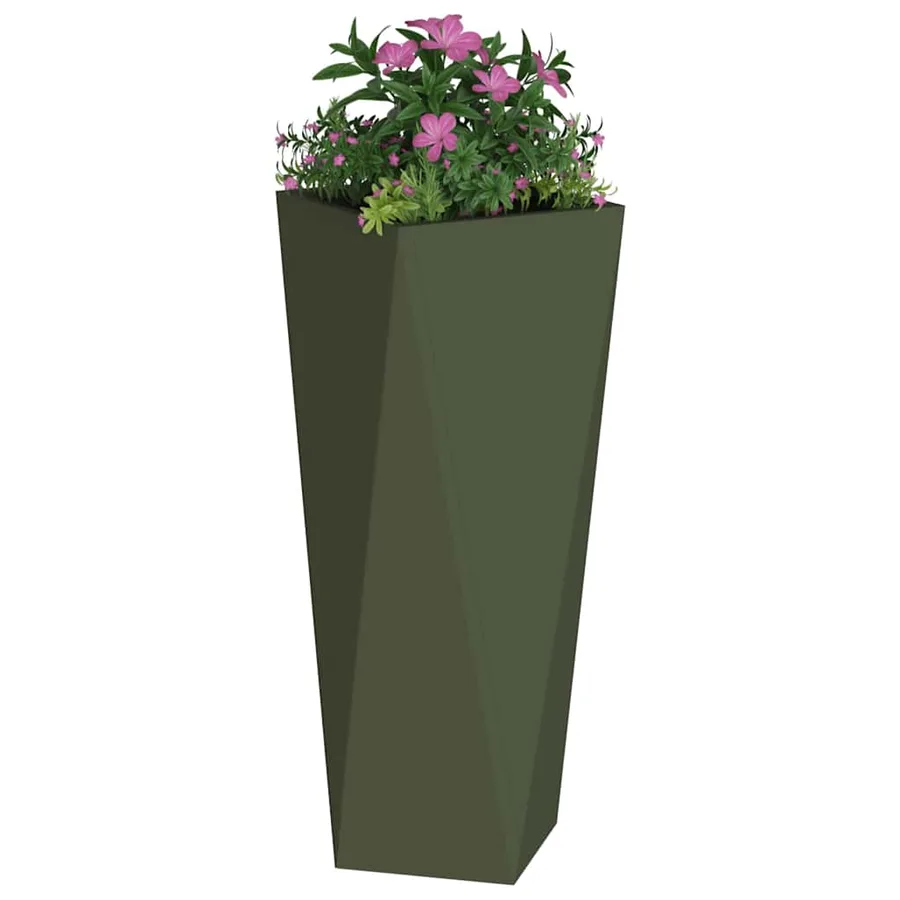 Jardinière Vert olive 30 x 30 x 75 cm Acier - 3
