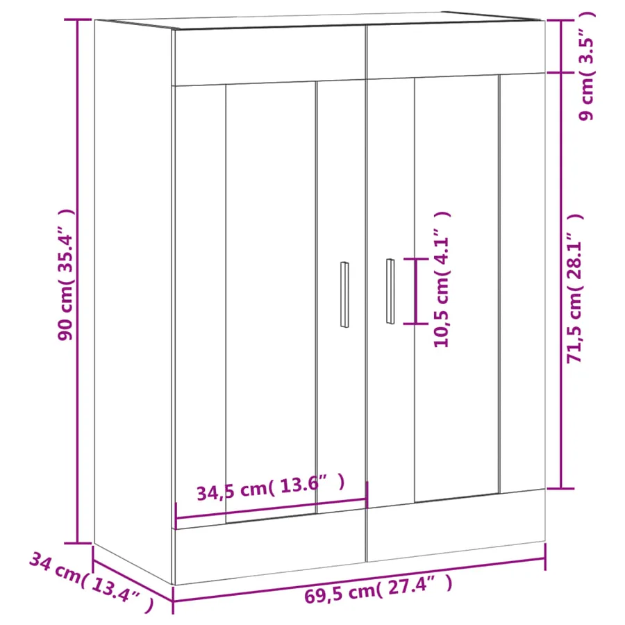 Armoire murale chêne fumé 69,5x34x90 cm bois d'ingénierie - 13