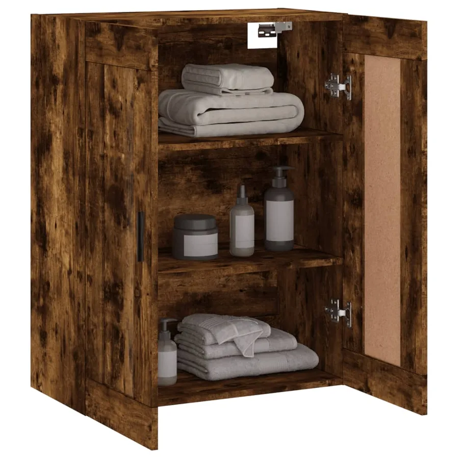 Armoire murale chêne fumé 69,5x34x90 cm bois d'ingénierie - 5
