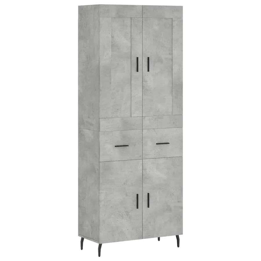 Buffet haut Gris béton 69,5x34x180 cm Bois d'ingénierie - 2