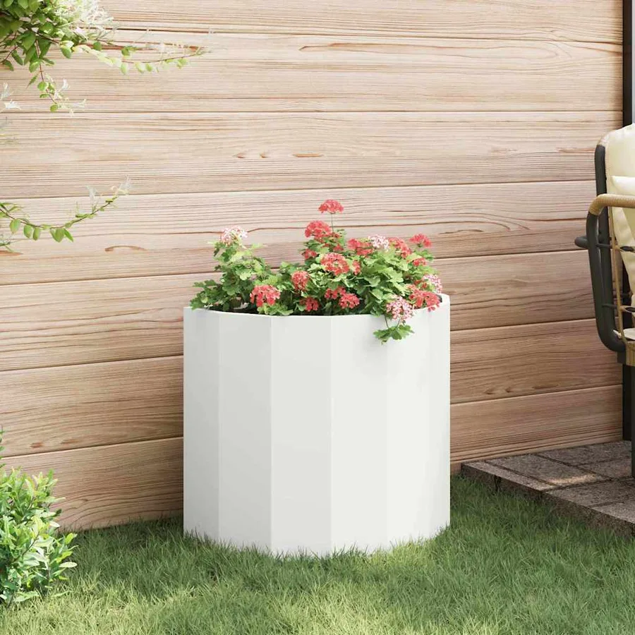 Jardinière Blanc 60 x 30 x 50 cm Acier - 4