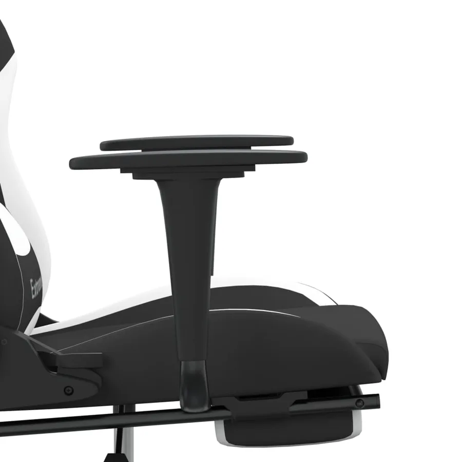Chaise de jeu avec repose-pied Noir et blanc Tissu - 11