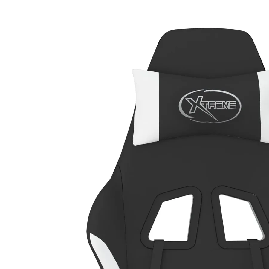 Chaise de jeu avec repose-pied Noir et blanc Tissu - 12
