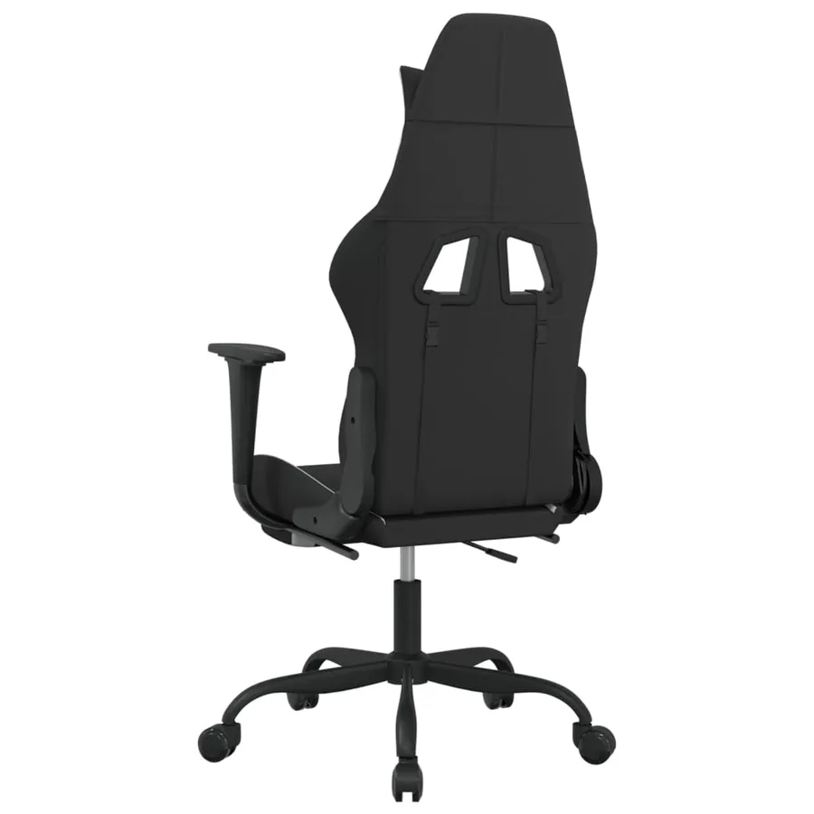 Chaise de jeu avec repose-pied Noir et blanc Tissu - 5