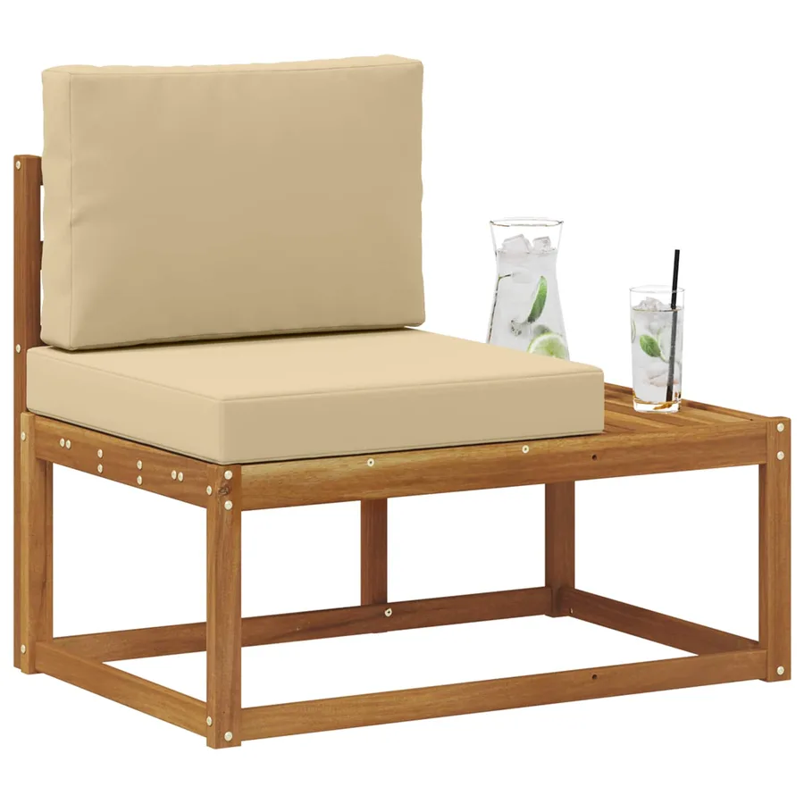 Canapé d'extérieur en bout avec coussin Naturel 91 x 63 x 73 cm - 3