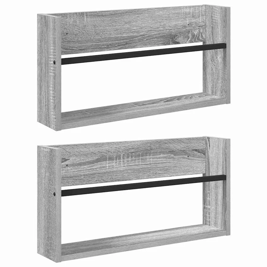 Étagère à magazines 2 pcs Gris Sonoma 60 x 12 x 30 cm - 2